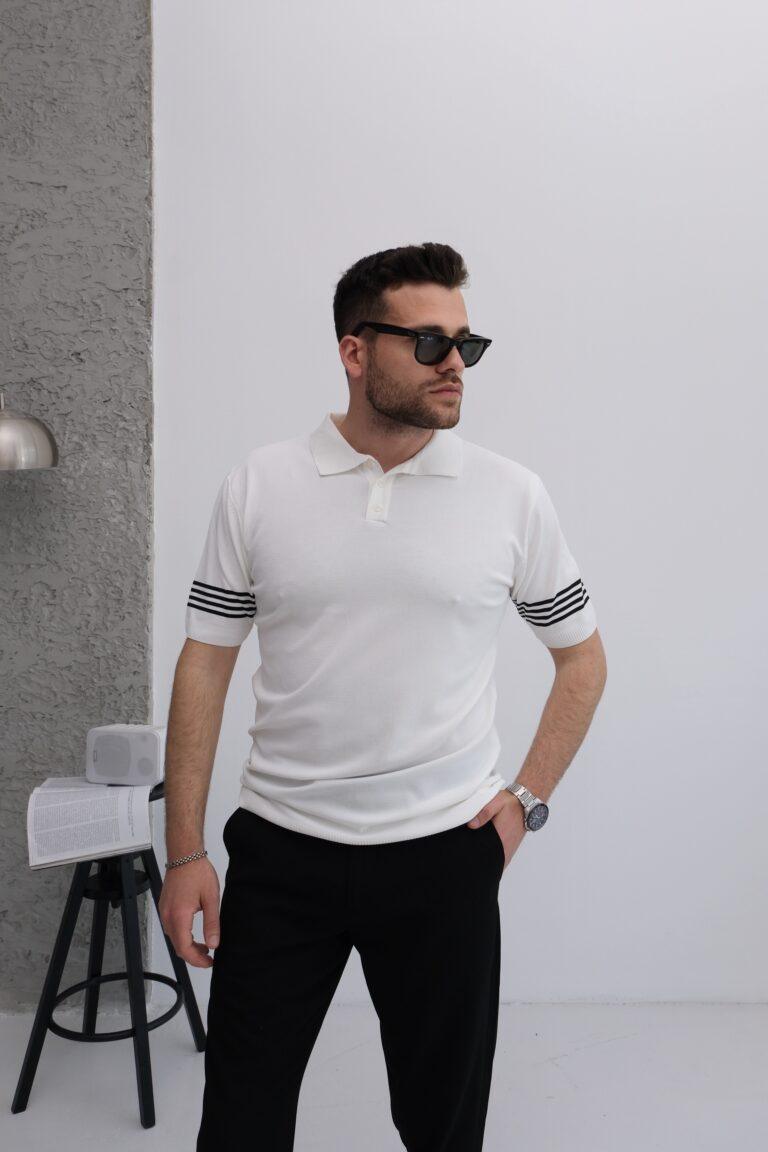 ÇİZGİLİ KOL POLO YAKA TRİKO